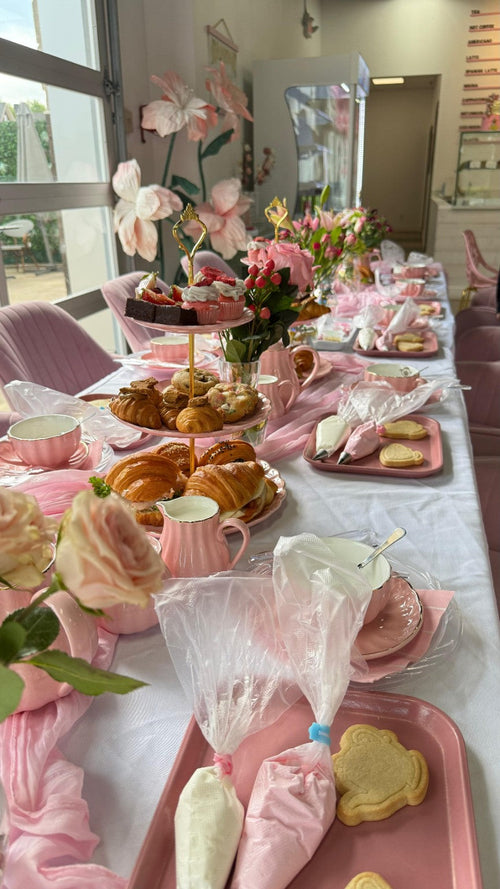 Rose Bakery cookie decorating party and tea table in Louisville Kentucky
