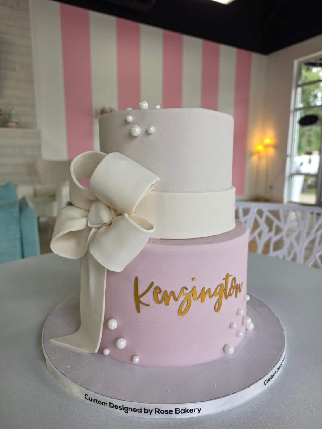 Elegant bow cake made by Rose Cake Louisville