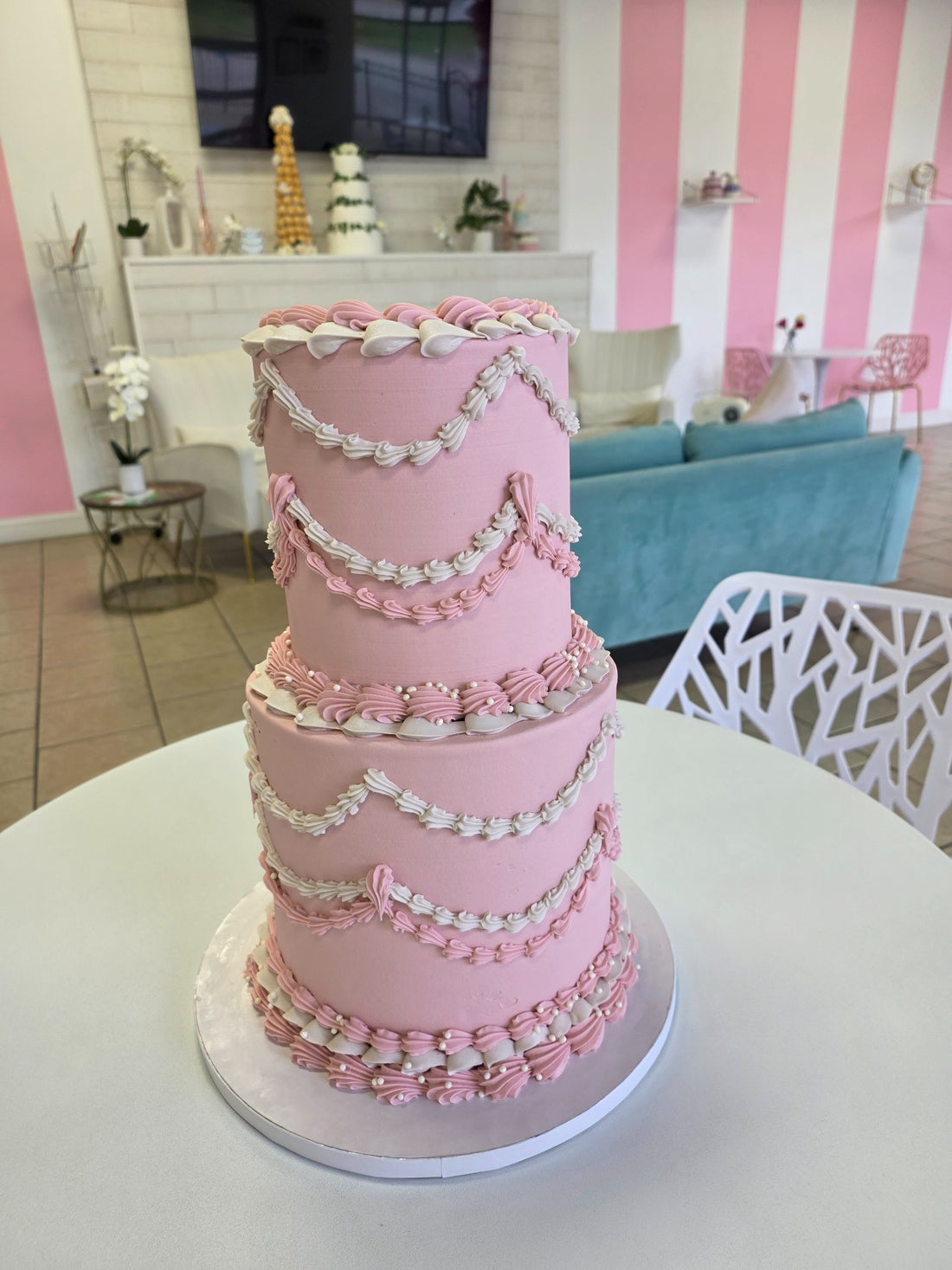 Pink pearl celebration cake made by Rose Cake Louisville