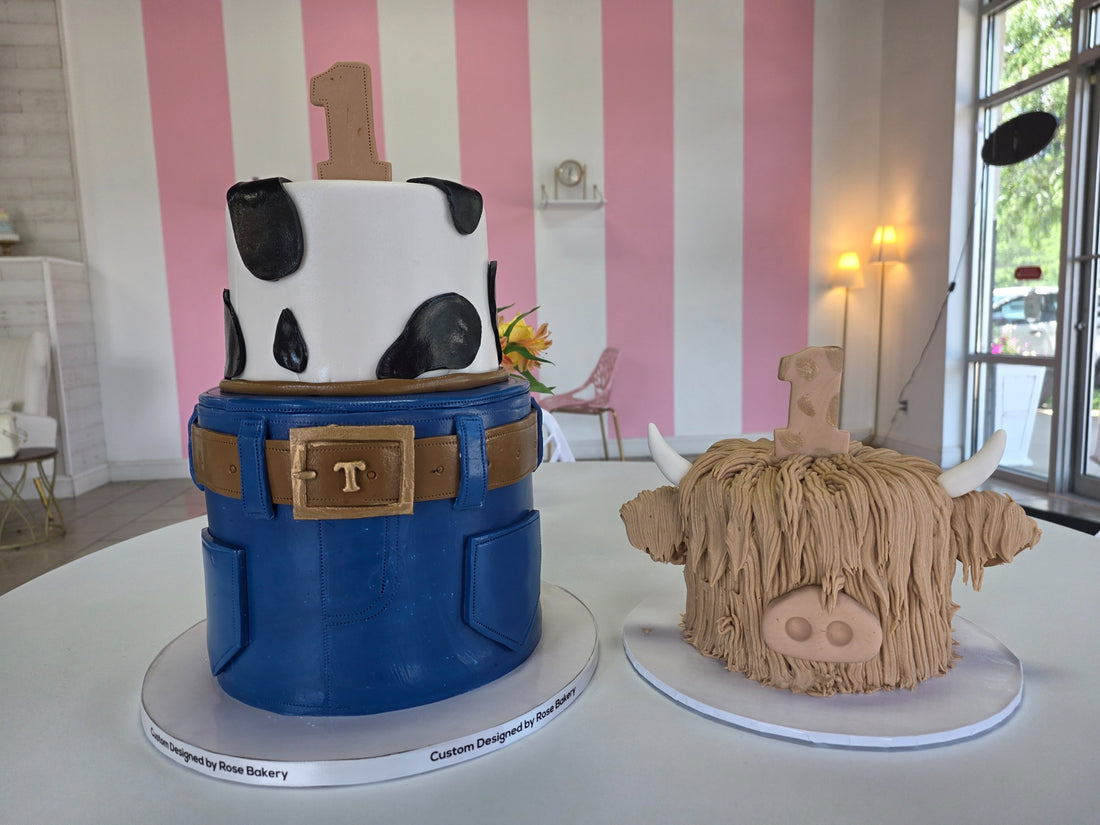 Cowboy cake and matching smash cake made by Rose Cake Louisville