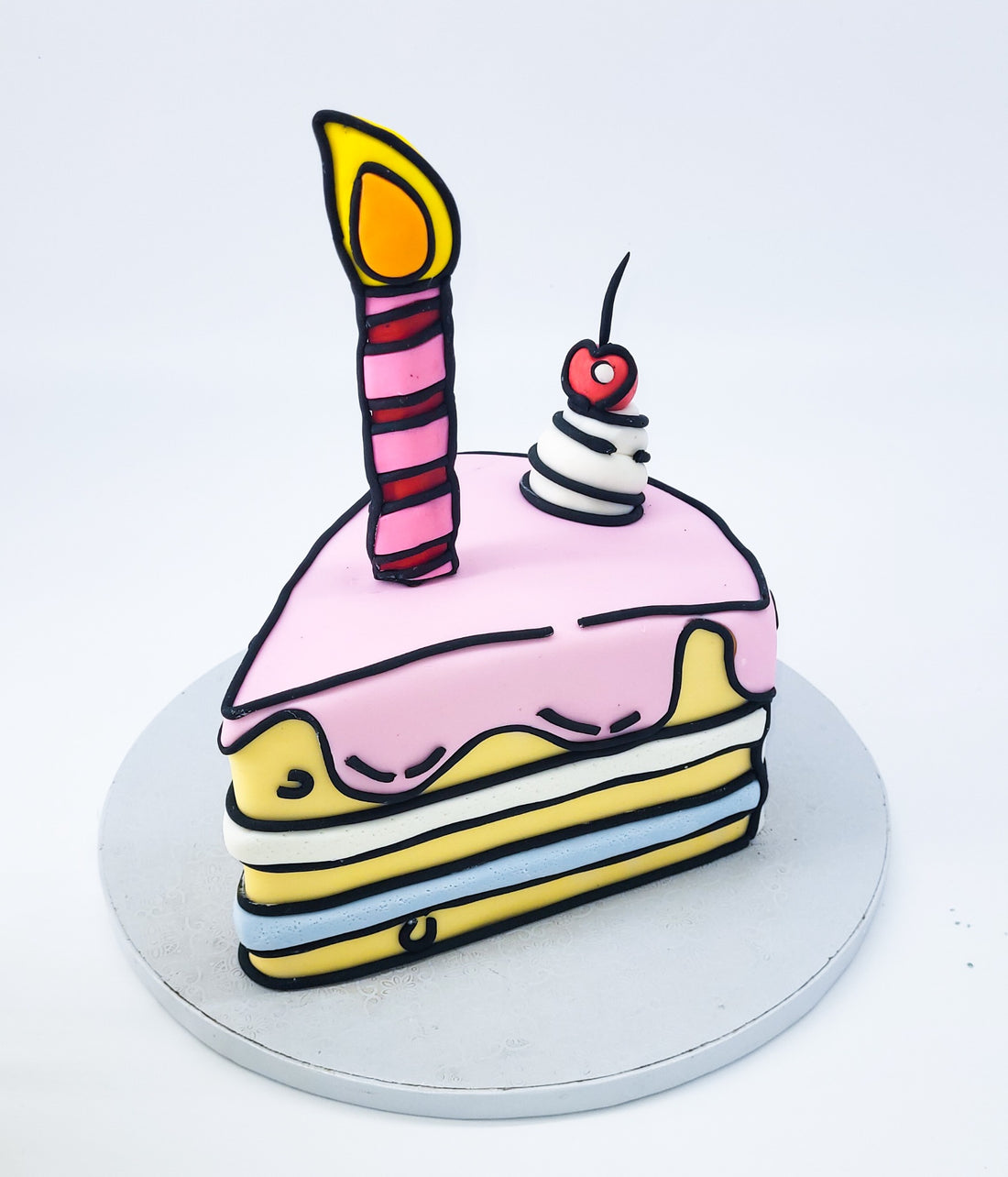 Slice of birthday cake design made by Rose Cake Louisville