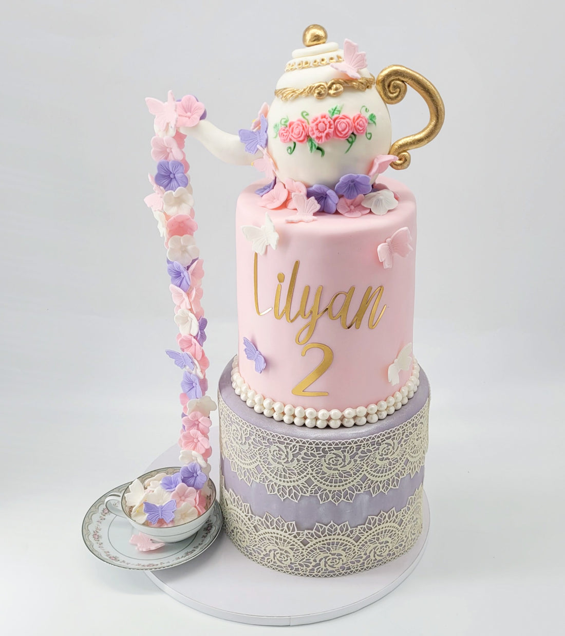 Tea party birthday cake made by Rose Cake Louisville